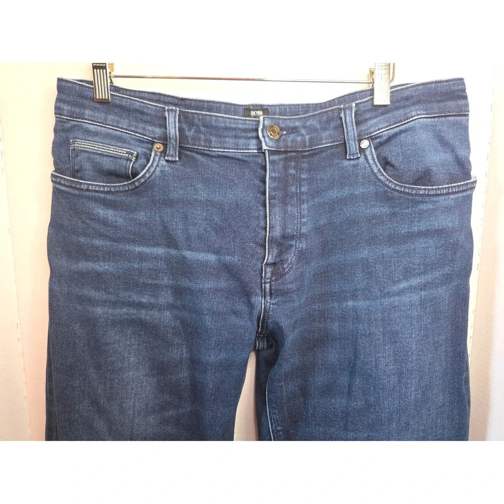 BOSS Hugo Boss‎ Responsible Stretch Jeans Dark Wash Straight Leg Denim Blue